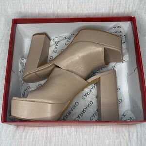 CARRANO Kenzie-Dress Platform Slide Sandal a leather Bella Nude Women’s 10